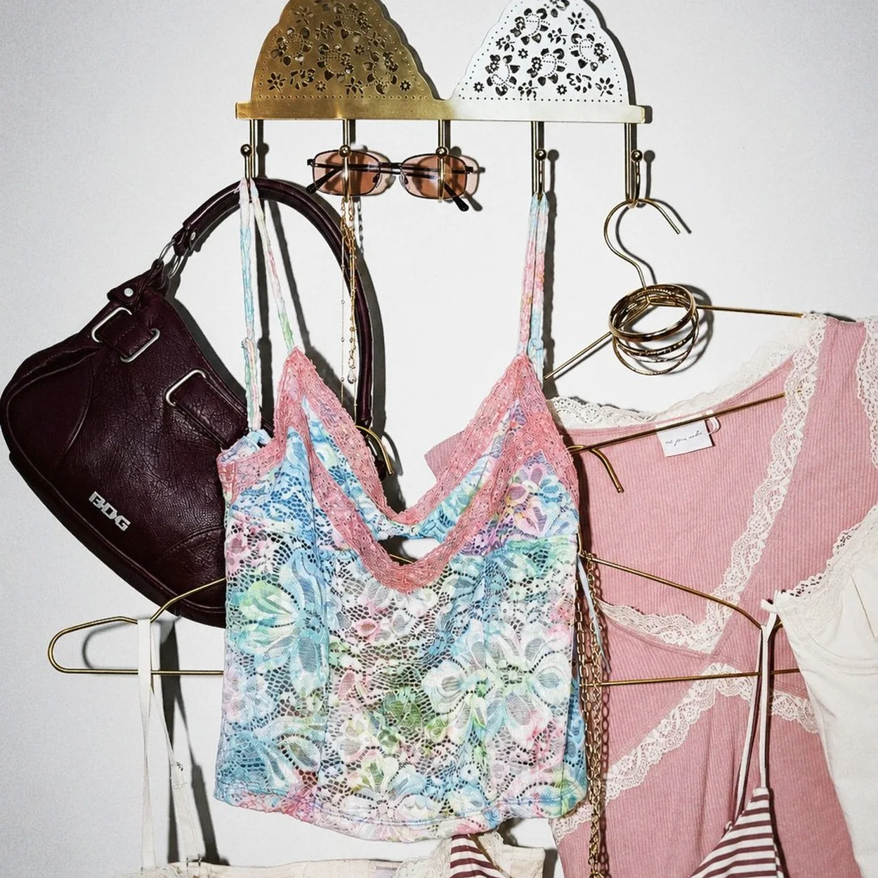 Bags, tops and accessories merchandised together at Urban Outfitters